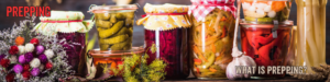 Canning jars in many colors on a shelf.