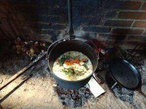 soup cooking over a fire