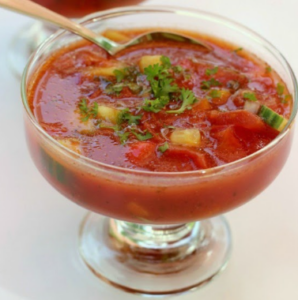 a chilled bowl of fresh gazpacho soup