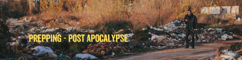 man walking down a destroyed road, holding a rifle