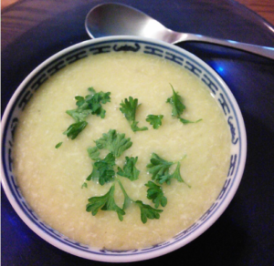 A bowl of hubbard squash soup.