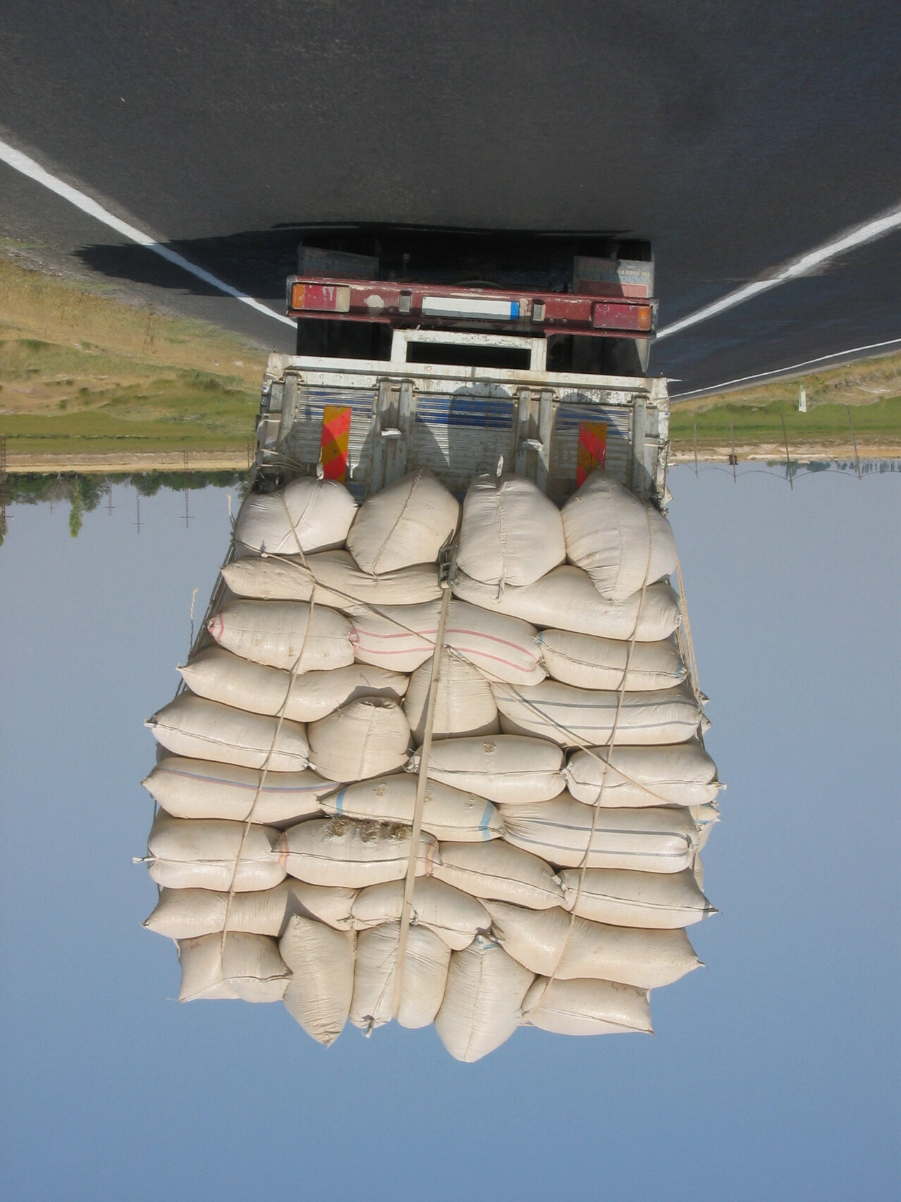 Overloaded turkish truck driving on the road