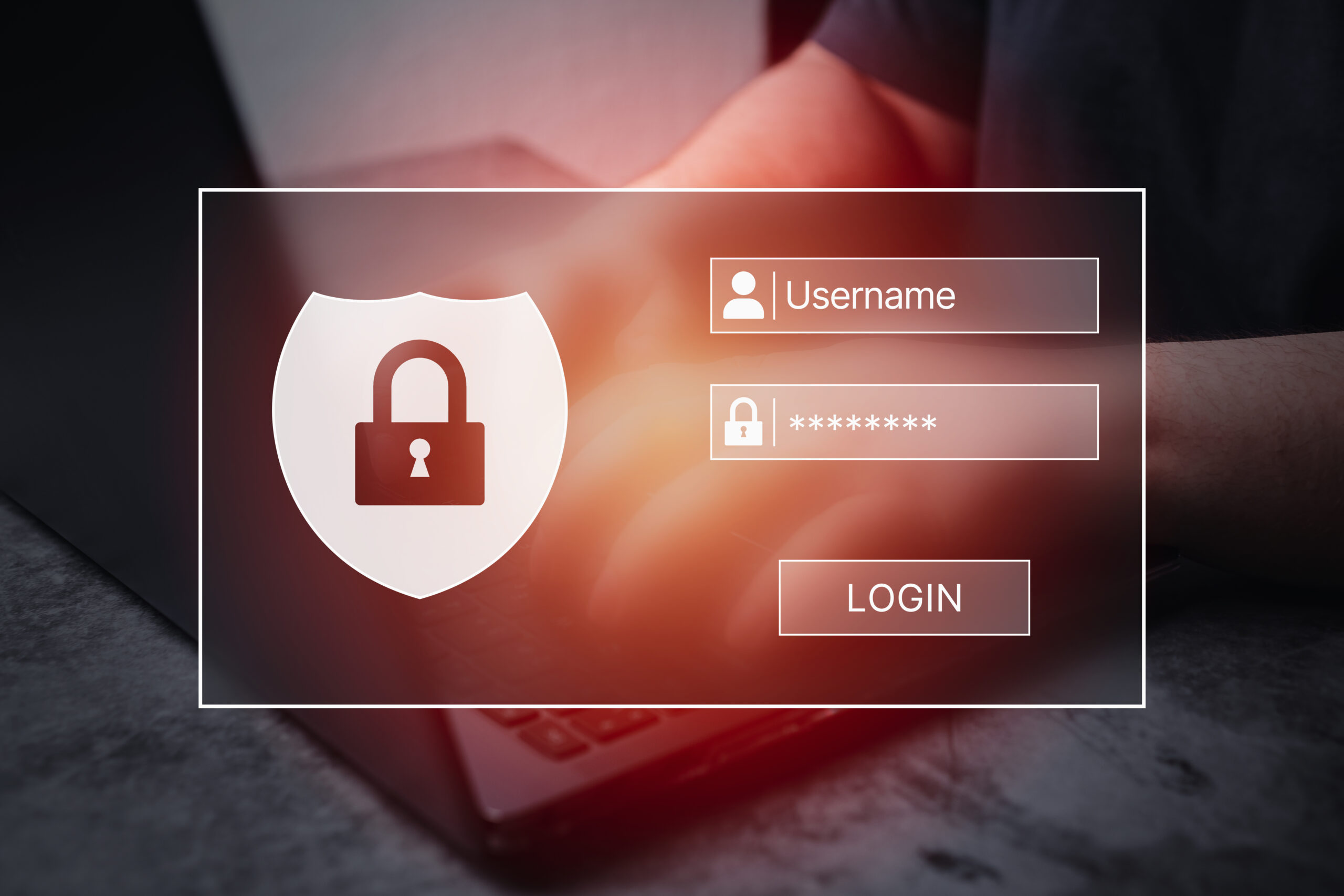 Cyber security concept. Data protection and secured internet access. Identity info.